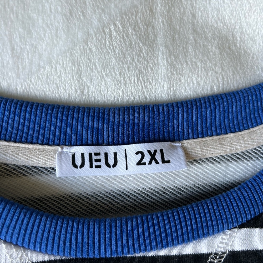 UE Women's Blue and Black Striped Sweatshirt